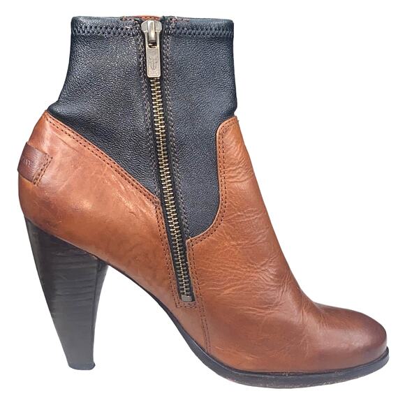 Frye Mikaela Women's Stretch Two Tone Black Brown Ankle Boots Size US 7 - Picture 6 of 13